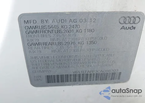 2012 Audi Q5 2.0T Premium из США, поврежденный, VIN WA1LFAFP3CA096303